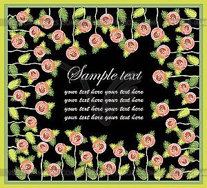 Decorative card with frame of roses - royalty-free vector clipart