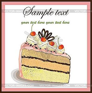 Card with cake - vector image