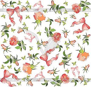 Background of roses and bows - vector clipart