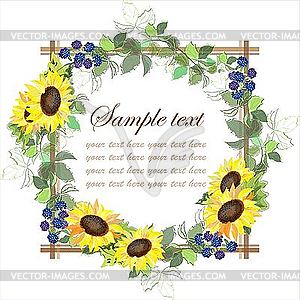 Decorative frame of sunflowers - vector clipart