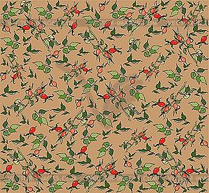 Background with wild hips - vector image