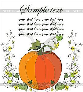 Card with pumpkin - vector clipart