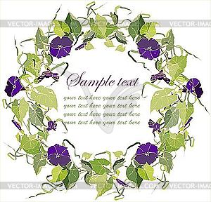 Beautiful decorative round frame with flowers - vector image