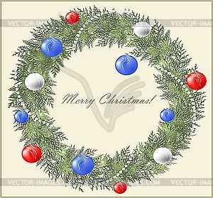 Christmas wreath with balls - vector image