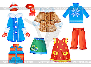 Набор сезонной одежды для девочек - изображение в векторе / векторный клипарт