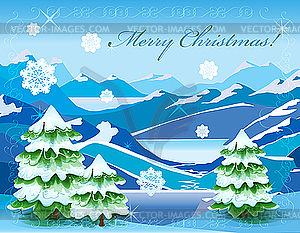 Christmas mountain landscape - vector clipart