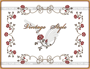 Retro frame with roses - vector clipart