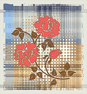 Rose over halftone background - vector clip art