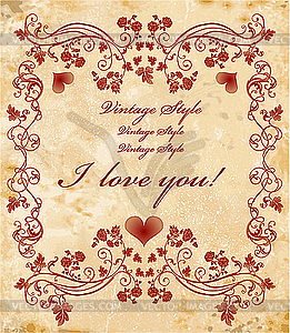 Vintage valentines day card - vector image