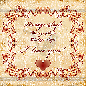 Vintage valentines day card - vector clipart