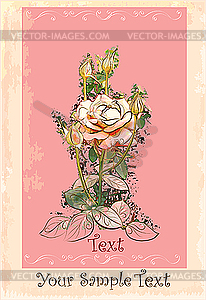 Card with rose - color vector clipart