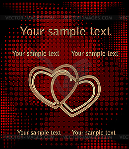 Hearts over halftone background - vector clip art