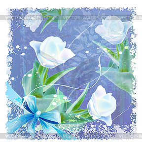 Greeting card with tulips - vector image