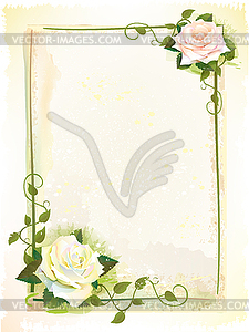 Old style frame with roses. Imitation of watercolor - vector clip art