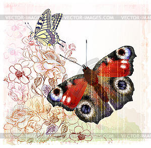 Butterflies and roses - vector clipart
