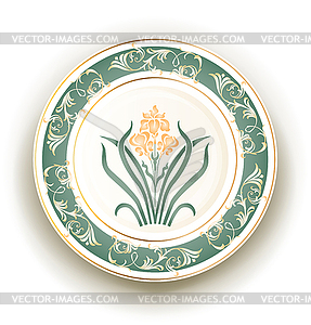 Plate with art nouveau design - vector EPS clipart