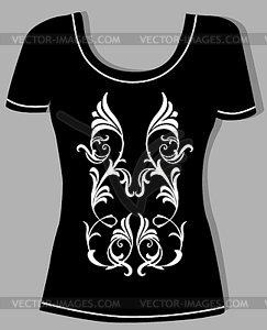 T-shirt design with vintage floral element - vector clipart