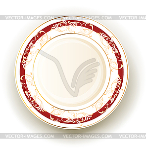 Realistic plate with floral design - vector image