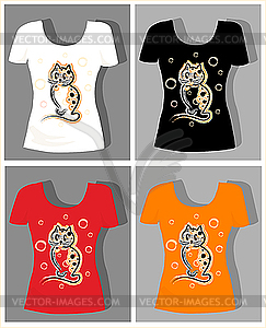 T-shirt designs with funny kitten - vector EPS clipart