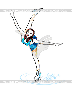 Ladies figure skating - vector image