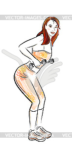 Happy girl doing fitness exercise - vector clipart / vector image