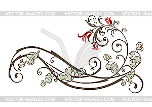 Vintage design element with flowers and ivy - vector clip art