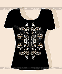 T-shirt design with vintage floral element - vector clipart