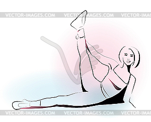 Girl doing stretching exercise - vector image