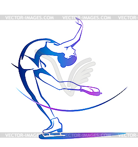 Winter sport. Ladies figure skating. Ice show - vector clipart