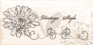 Vintage invitation with flowers - vector clip art