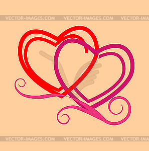 Стилизованные сердца - клипарт в векторном формате
