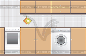 Интерьер кухни - векторизованное изображение