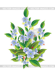 Flowers and ladybugs - stock vector clipart