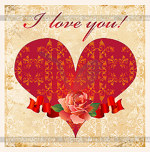 Vintage valentines day card - vector image