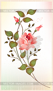 Vintage greeting card with rose - vector clip art