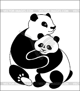 Family of pandas - vector image