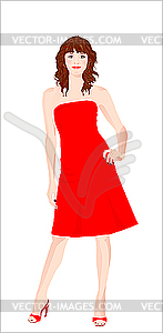 Girl in red dress - vector image