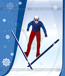 Jumping skier - vector image