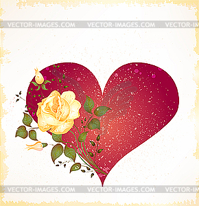 Vintage wedding card with rose - vector image