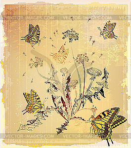 Card with butterflies - vector clipart / vector image