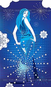 Winter card with girl - vector clipart