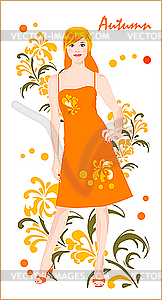 Autumn girl - vector clip art