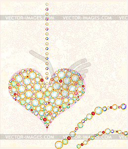 Greeting card with diamond heart - vector image