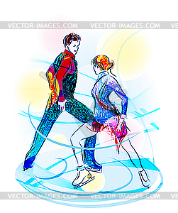 Pair figure skating. Ice show - royalty-free vector clipart