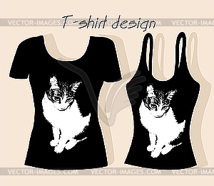 T-shirt design with cat - vector clipart