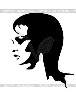 Черно-белый портрет молодой женщины - изображение в векторе / векторный клипарт