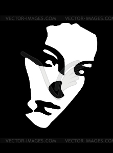 Черно-белый портрет молодой женщины - векторная иллюстрация