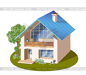 3D-модель загородного дома - клипарт в векторном формате