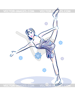 Ladies figure skating. Ice show - vector clipart / vector image