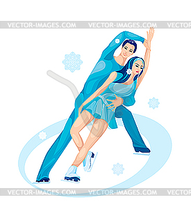 Pair figure skating. Ice show - vector image